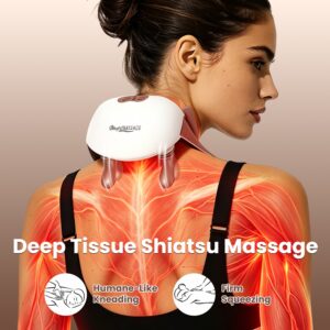 Cordless Neck Massager with Heat for Deep Pain Relief